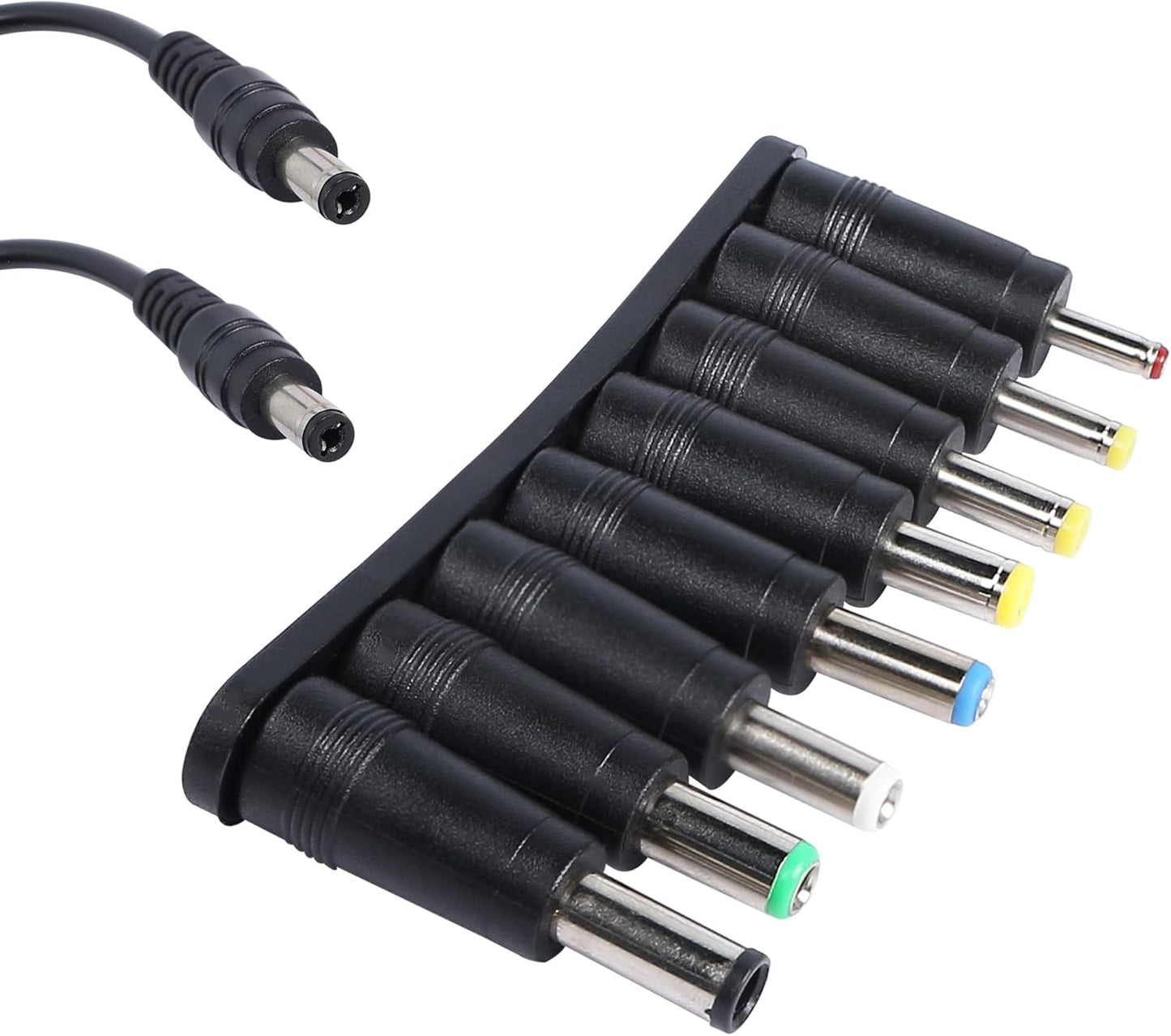 8-in-1 Universal Laptop DC Power Adapter Connector – 5.5mm x 2.1mm Female to Male Plug Converter with 22cm Tuning Fork Cable for Laptop Power Supply