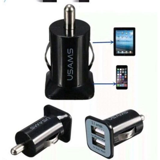USAMS Dual USB 2 Port 3.1A Car Charger Adapter For All Phones & gadgets