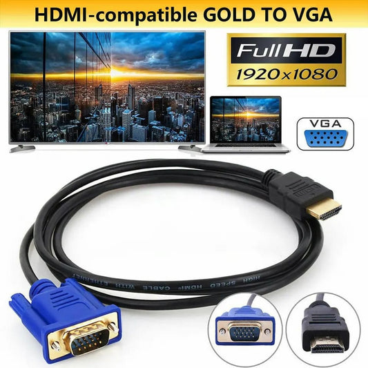 HDMI-compatible Male To VGA Male 15 Pin Video Adapter Cables 1080P For TV DVD BOX Accessories