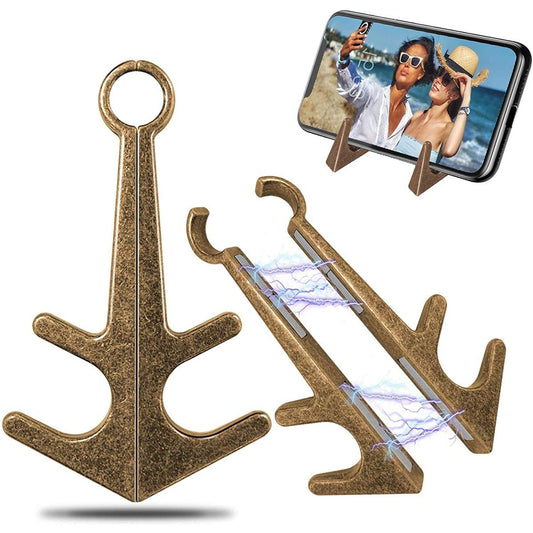 Anchor Support，Universal Table Phone Holder, Aluminum Alloy Material for all mobiles , Desktop Stand, Support Magnet Anchor, Cellphone Holder Mount, 1Pair, Copper