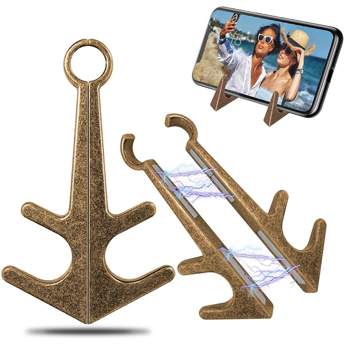 Anchor Support，Universal Table Phone Holder, Aluminum Alloy Material for all mobiles , Desktop Stand, Support Magnet Anchor, Cellphone Holder Mount, 1Pair, Copper