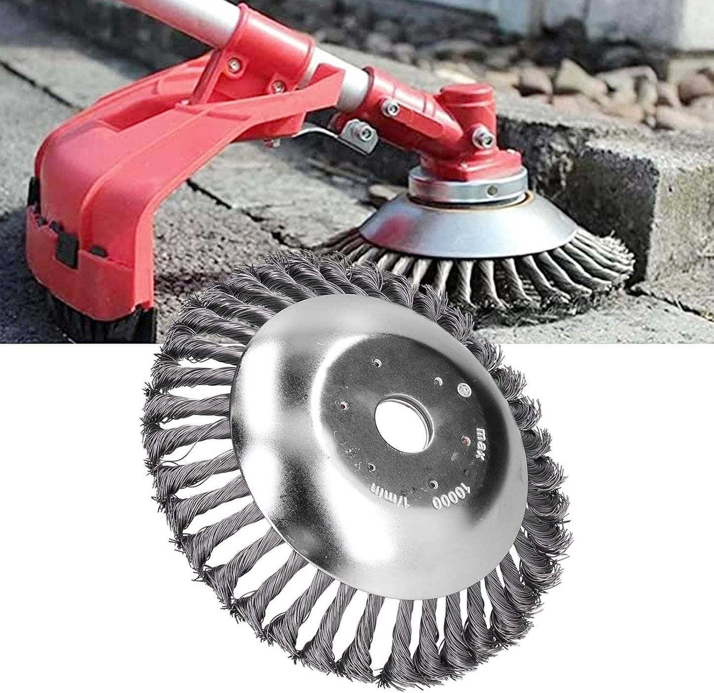 8 Inch Grass Trimmer Head Derusting & Weeding Wheel | Rust & Dust Removal Plate with Fixing Kit | Steel Wire Brush Cutter for Lawn Mower & Garden Tools
