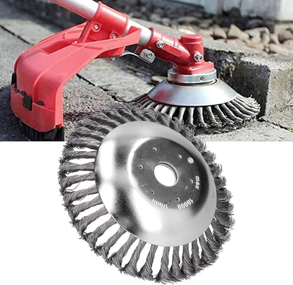 8 Inch Grass Trimmer Head Derusting & Weeding Wheel | Rust & Dust Removal Plate with Fixing Kit | Steel Wire Brush Cutter for Lawn Mower & Garden Tools