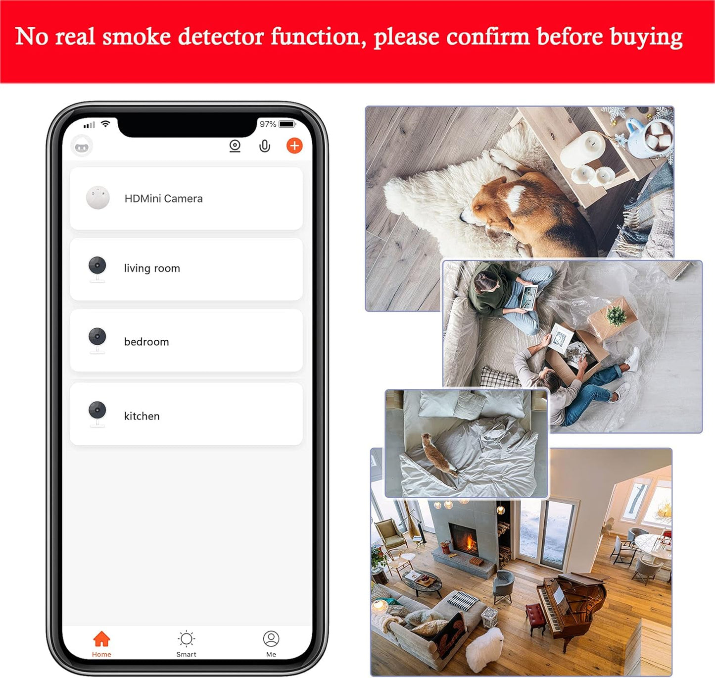 📷 WiFi Mini Detector Camera – 1080P Wireless Smoke Detector Security Nanny Cam  Motion Detection • Remote View • Audio • Home & Office Surveillance