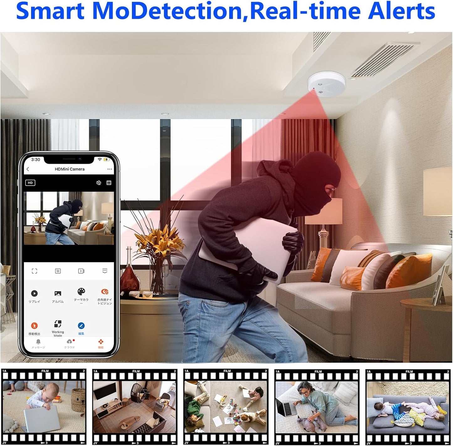 📷 WiFi Mini Detector Camera – 1080P Wireless Smoke Detector Security Nanny Cam  Motion Detection • Remote View • Audio • Home & Office Surveillance