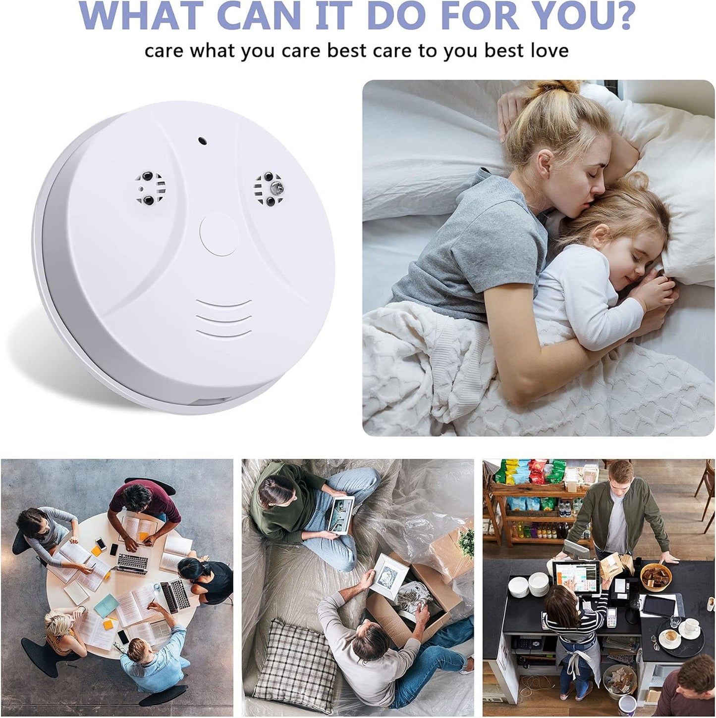 📷 WiFi Mini Detector Camera – 1080P Wireless Smoke Detector Security Nanny Cam  Motion Detection • Remote View • Audio • Home & Office Surveillance