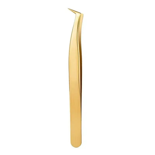 1 Pcs Golden Eyelash Extension Tweezers Stainless Steel 3D Precise Clip Fake Eyelash Tweezers Eyelash Extension Supplies Suit Nail Art Makeup Tools Individual Curved Strip Lashes Eyebrow Hair Clip chemti Fine tip Tongs