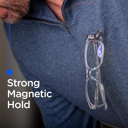 Magnetic Eyeglass Holder & Name Tag Badge Clip – Stainless Steel Sunglasses Holder for Shirts, Gifts for Mom & Dad