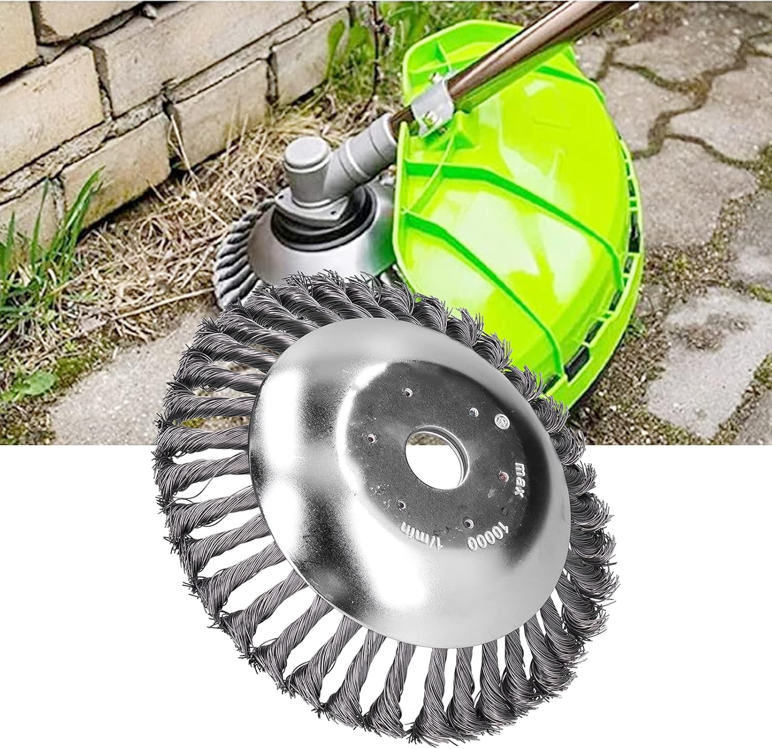 8 Inch Grass Trimmer Head Derusting & Weeding Wheel | Rust & Dust Removal Plate with Fixing Kit | Steel Wire Brush Cutter for Lawn Mower & Garden Tools