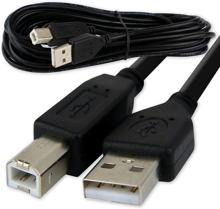 USB Printer Cable USB 2.0 A to B – High-Speed Data Transfer Lead for Printers & Scanners – Compatible with HP, Epson, Brother, Canon, Samsung & More – Black