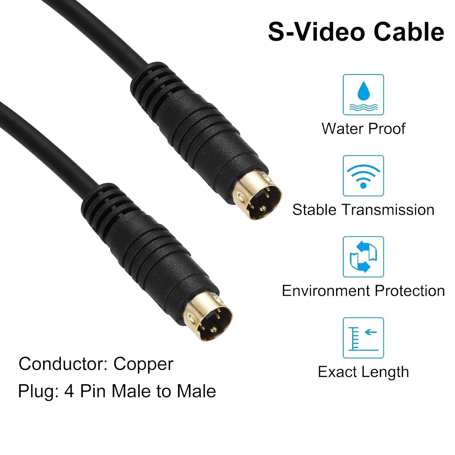Mini DIN 4 Pin S-Video Cable Male to Male S-VHS AV Cable for TV Monitor DVD VCR Receiver High Quality Video Cable