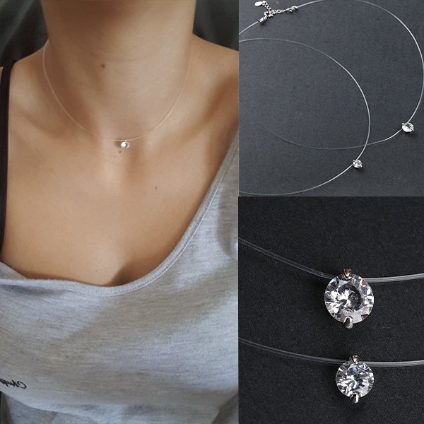 choker Invisible Fish Line Crystal Necklace Pendants Neck Zircon Women Clavicle Chain Lady Feminino Collar 8mm Zircon A One World Best Gift
