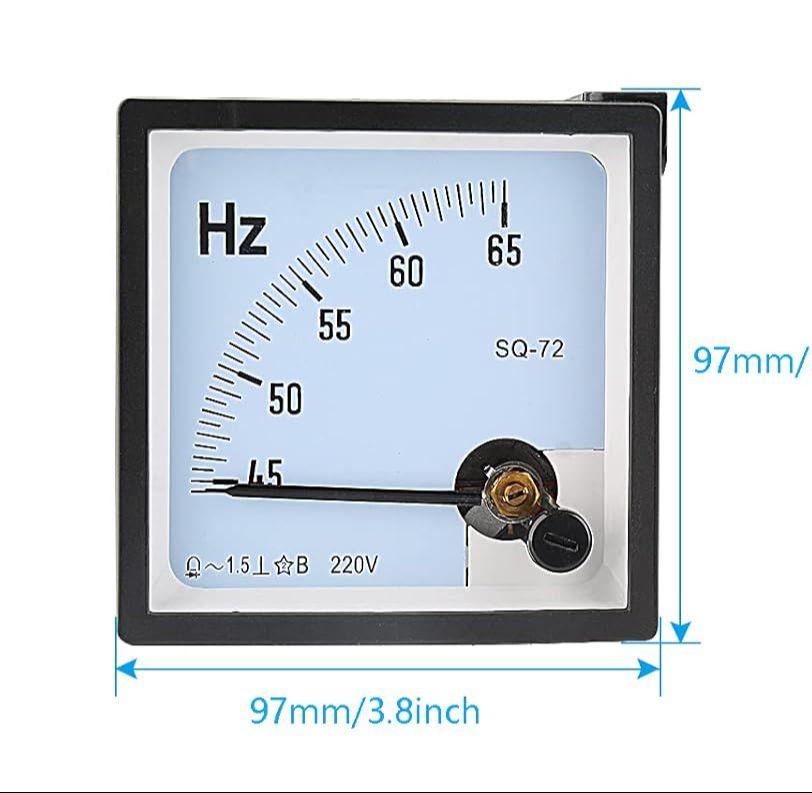 45–65 Hz Analog Frequency Panel Meter, 1.5% Accuracy Pointer Type – AC 220 V Hertz Meter (1 Pack)