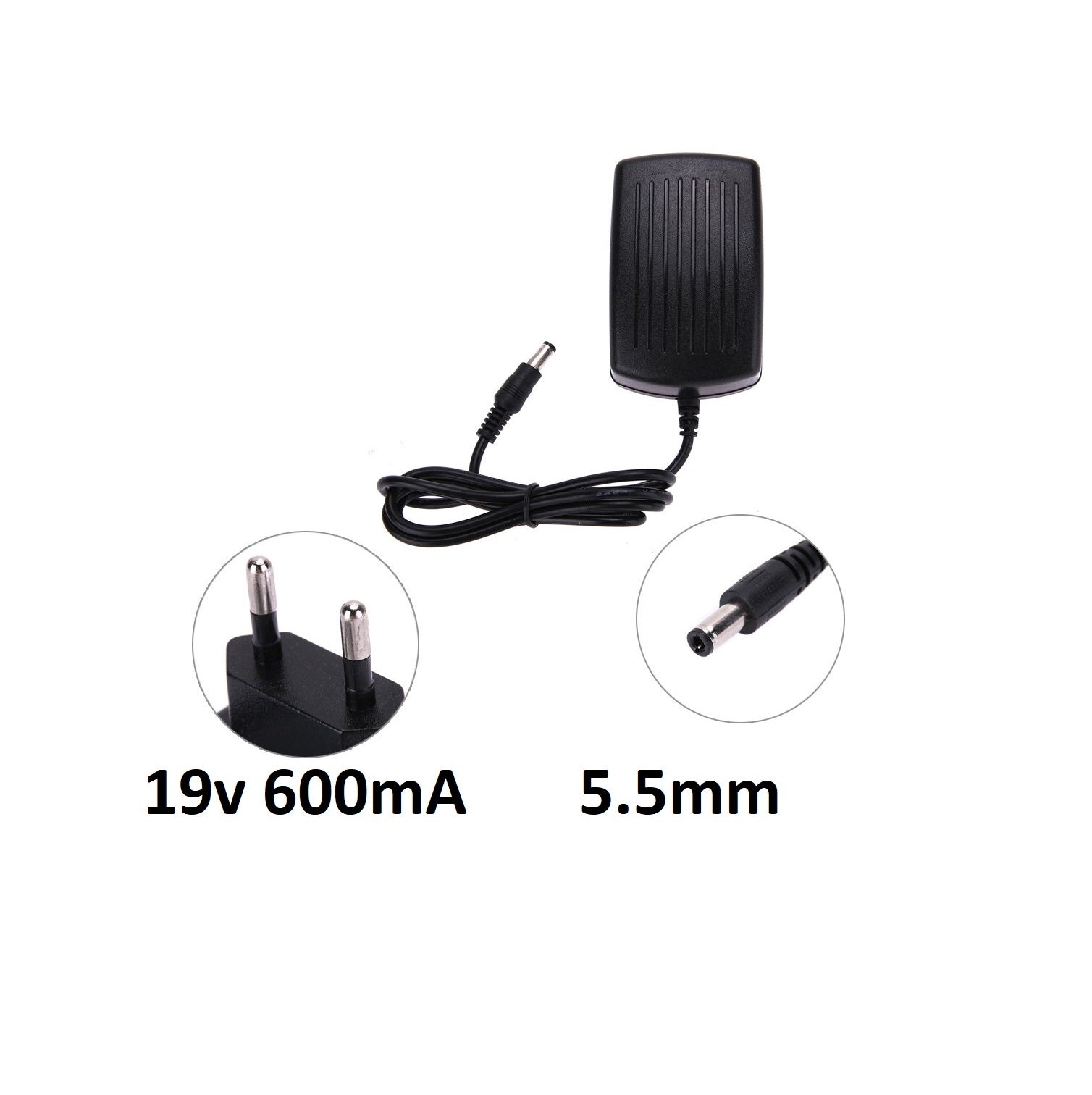 DC 19V 600mA Power Adapter 100-240V AC to DC Converter – 5.5mm Jack Universal Supply for Router, LED, CCTV & Electronics