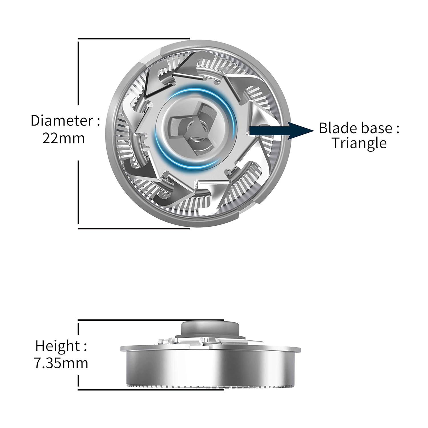 Electric Shaver Head for BlackStone Pro, BlackStone Pro, Waterproof, Double Layer Blade, Steel Replacement, 3 pc