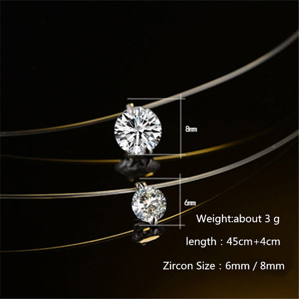 choker Invisible Fish Line Crystal Necklace Pendants Neck Zircon Women Clavicle Chain Lady Feminino Collar 8mm Zircon A One World Best Gift