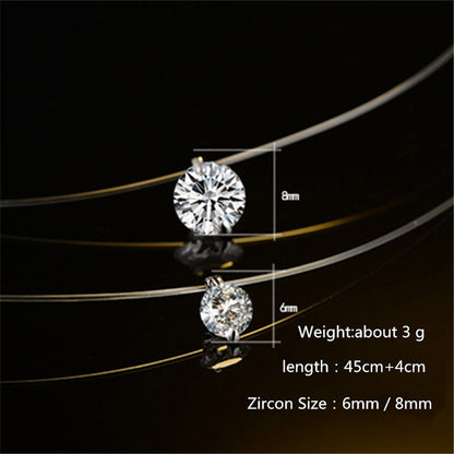 choker Invisible Fish Line Crystal Necklace Pendants Neck Zircon Women Clavicle Chain Lady Feminino Collar 8mm Zircon A One World Best Gift