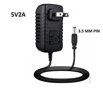 5V 2A Power Adapter, Dc 5V  3.5MM PIN Power Cord, Universal Power Adapter for Led Power Supply, CCTV Camera, BT Speaker, GPS, Webcam, Router - 2000mA Max