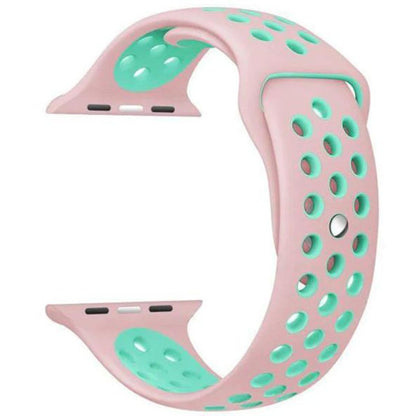 unique Color new fashion Perforated Sport Band made of soft silicone with smooth finish- Pink / Green tea pink for 38mm 40mm 41mm