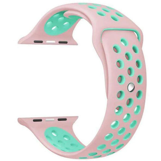 unique Color new fashion Perforated Sport Band made of soft silicone with smooth finish- Pink / Green tea pink for 38mm 40mm 41mm
