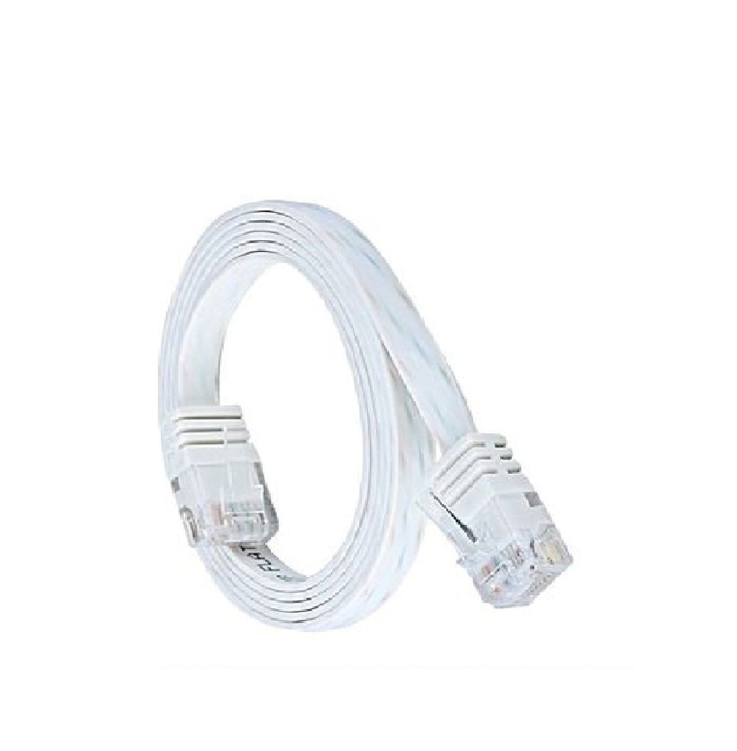 White Ultra Flat Cat6 Patch Cable – 1 ft High-Speed Ethernet LAN Lead, RJ45 Network Cord for PC, Router, Modem