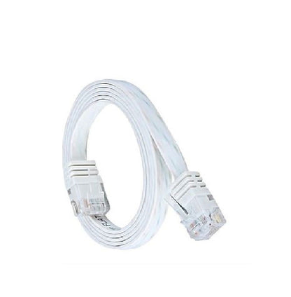 White Ultra Flat Cat6 Patch Cable – 1 ft High-Speed Ethernet LAN Lead, RJ45 Network Cord for PC, Router, Modem