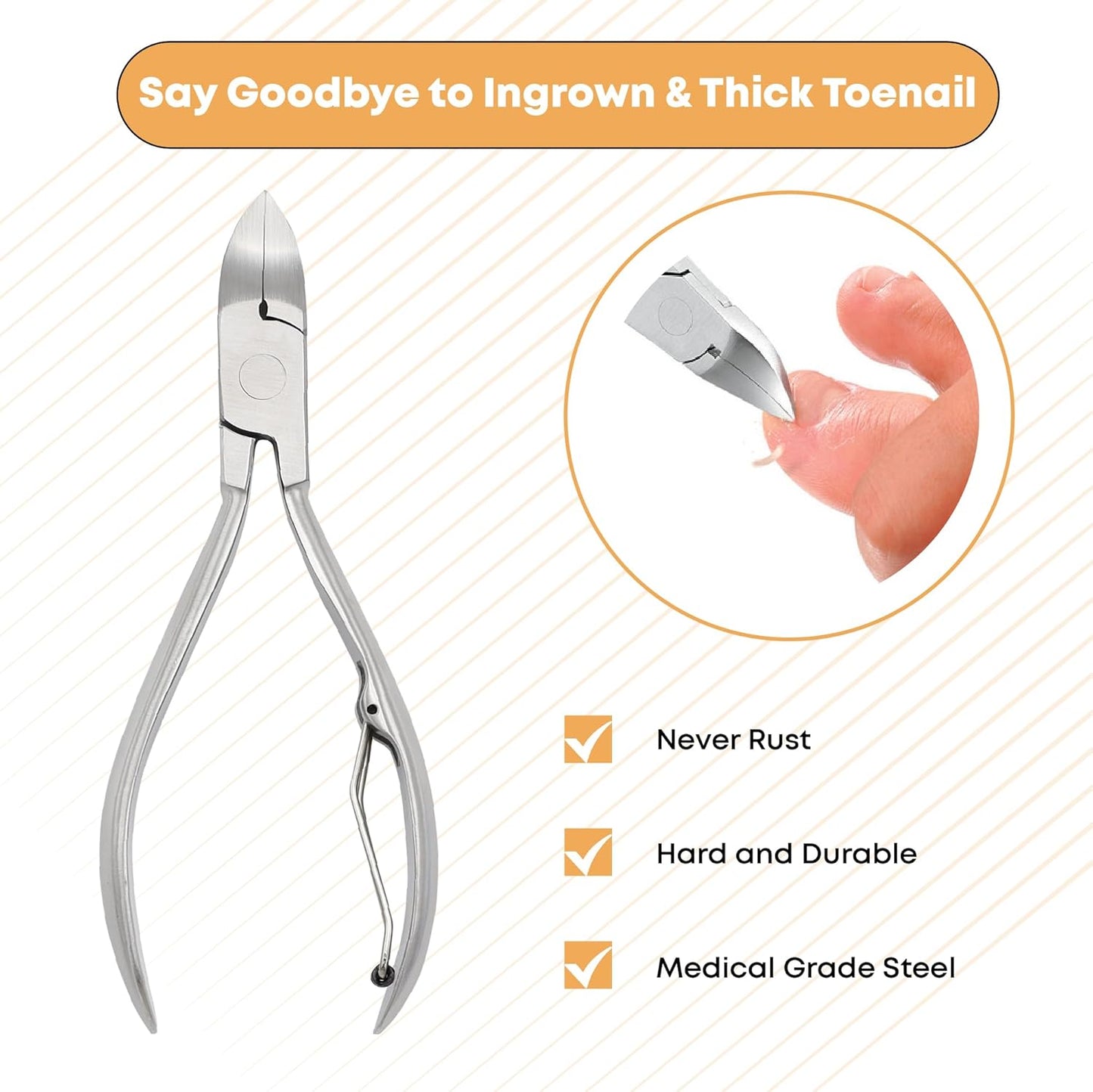 Professional Toenail Clipper for Thick & Ingrown Nails | Stainless Steel Precision Nail Cutter for Men & Women | Heavy Duty Sharp Toenail Clippers (1Pc)