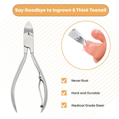 Professional Toenail Clipper for Thick & Ingrown Nails | Stainless Steel Precision Nail Cutter for Men & Women | Heavy Duty Sharp Toenail Clippers (1Pc)