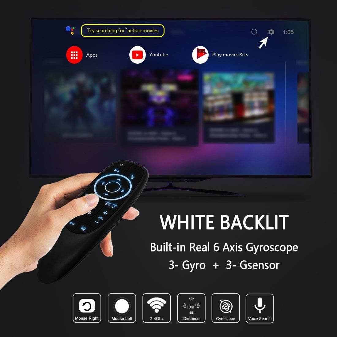 G10s Pro 2.4GHz Voice Air Remote Mouse IR Learning with Backlight Mini Fly Mouse with Voice Input for Android TV Box