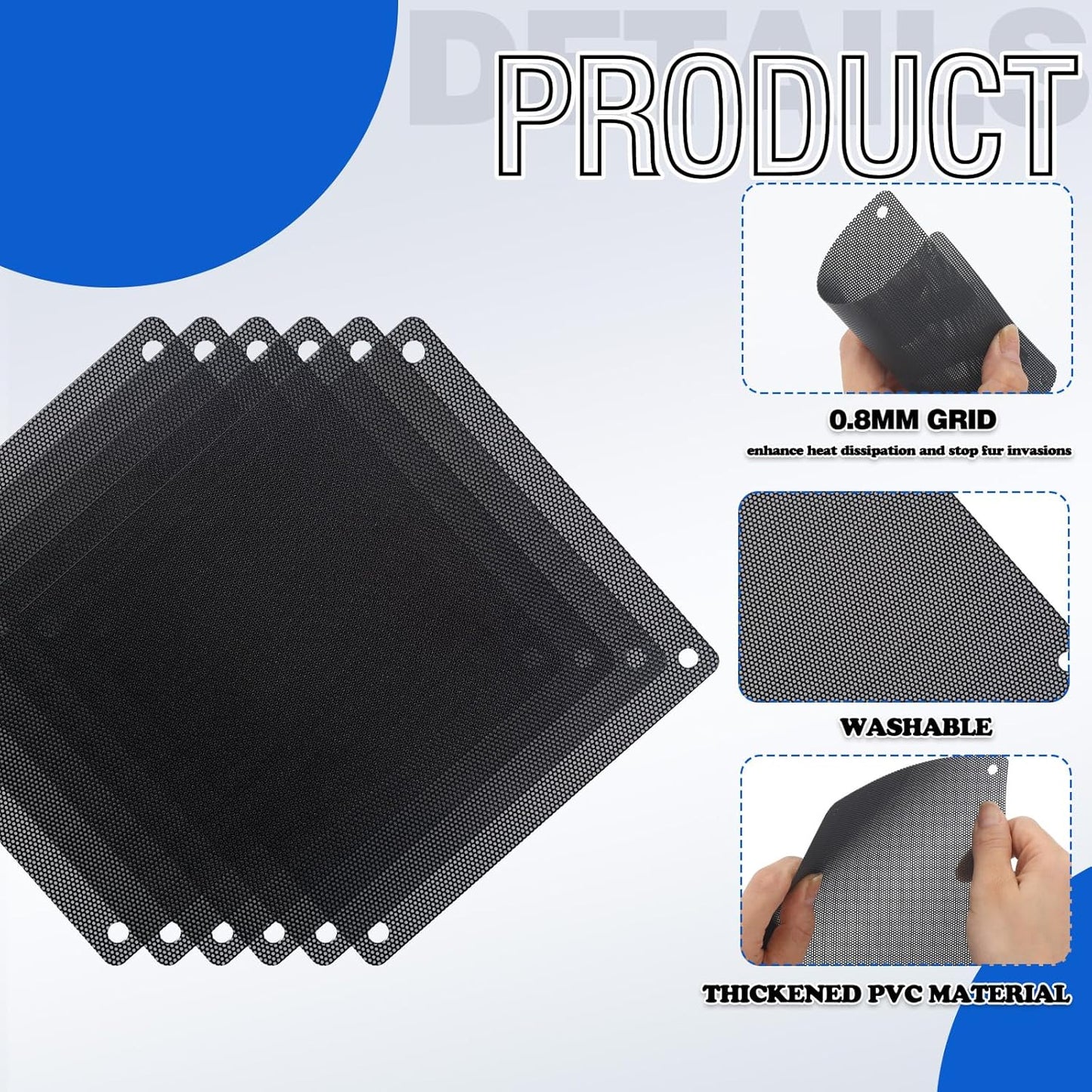 120mm PC Fan Filter – PVC Black Dustproof Computer Cooler Mesh Cover with screw
