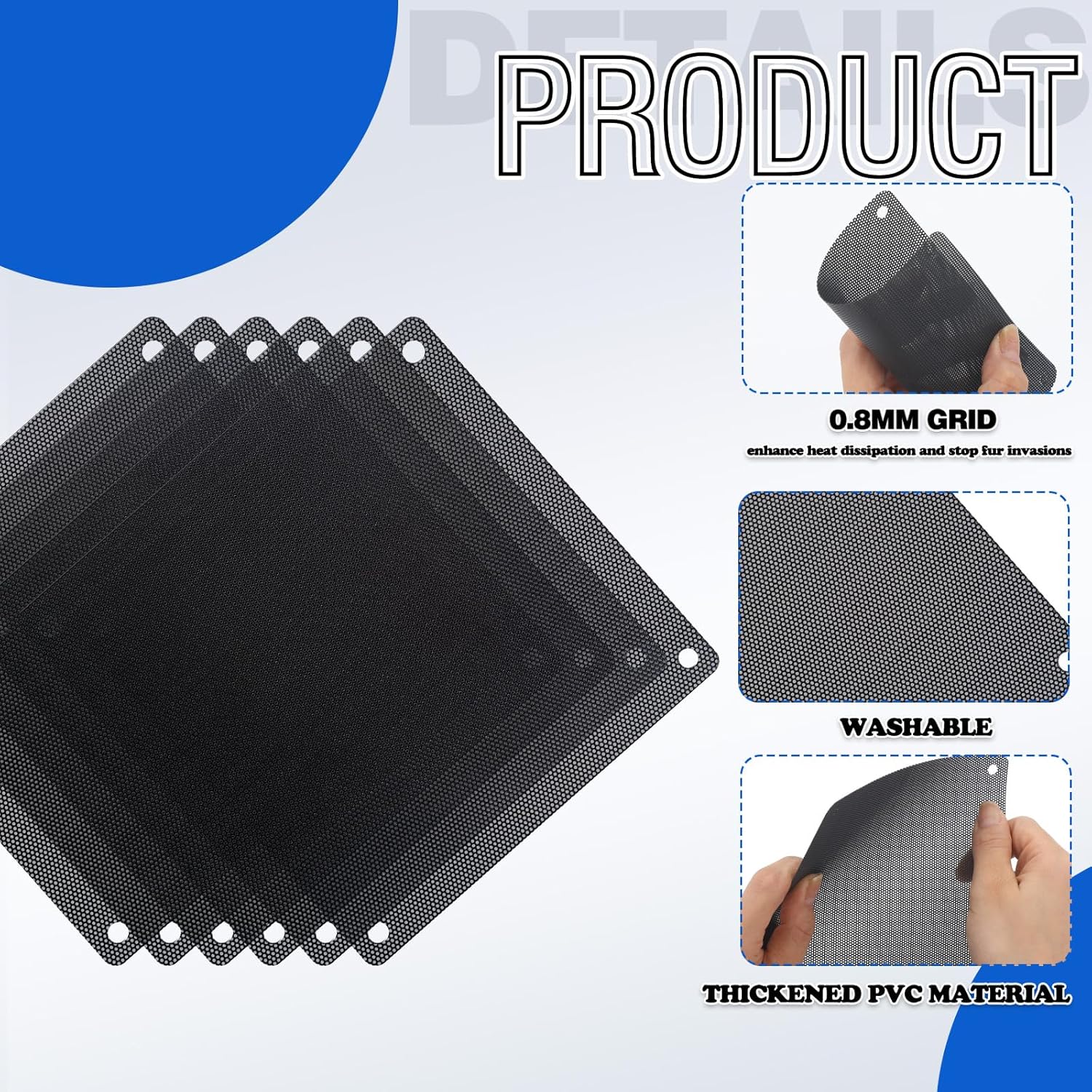 120mm PC Fan Filter – PVC Black Dustproof Computer Cooler Mesh Cover with screw