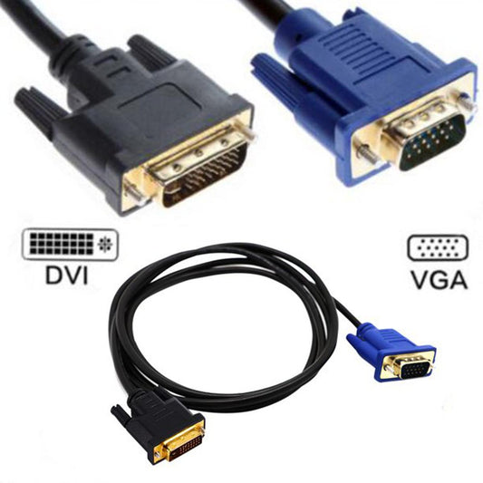 DVI-I to VGA Cable 1.5M Dual Link DVI to VGA D-Sub Video Adapter Converter for PC Monitor Projector