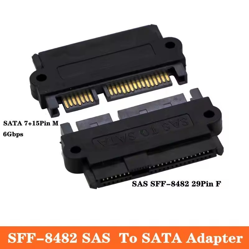 SFF-8482 SAS 29P Female To SATA 22P Male Adapter Sas To Sata Adapter Converter Straight Head For Personal Computer, Server, Sas Motherboard, Harddrive Black A One Hi quality