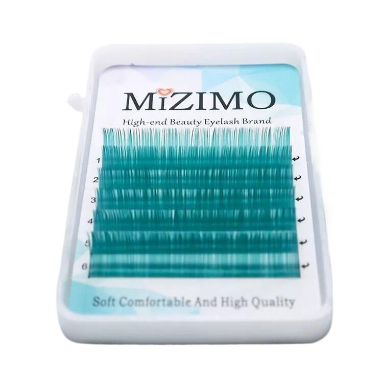MIZIMO Sea Blue Eyelash Extensions 0.10mm C Curl 12mm Artificial Mink Hair Lash Grafting for Salon & Makeup