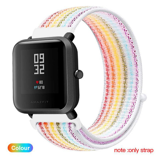 20mm Width 7 Soft Natural Colors woven Nylon Watch Band Strap For Galaxy Watch Acive, Active 2, Amazfit GTS, GTR and all other 20mm Width Supported Watches A One (Watch Not Included only Belt)