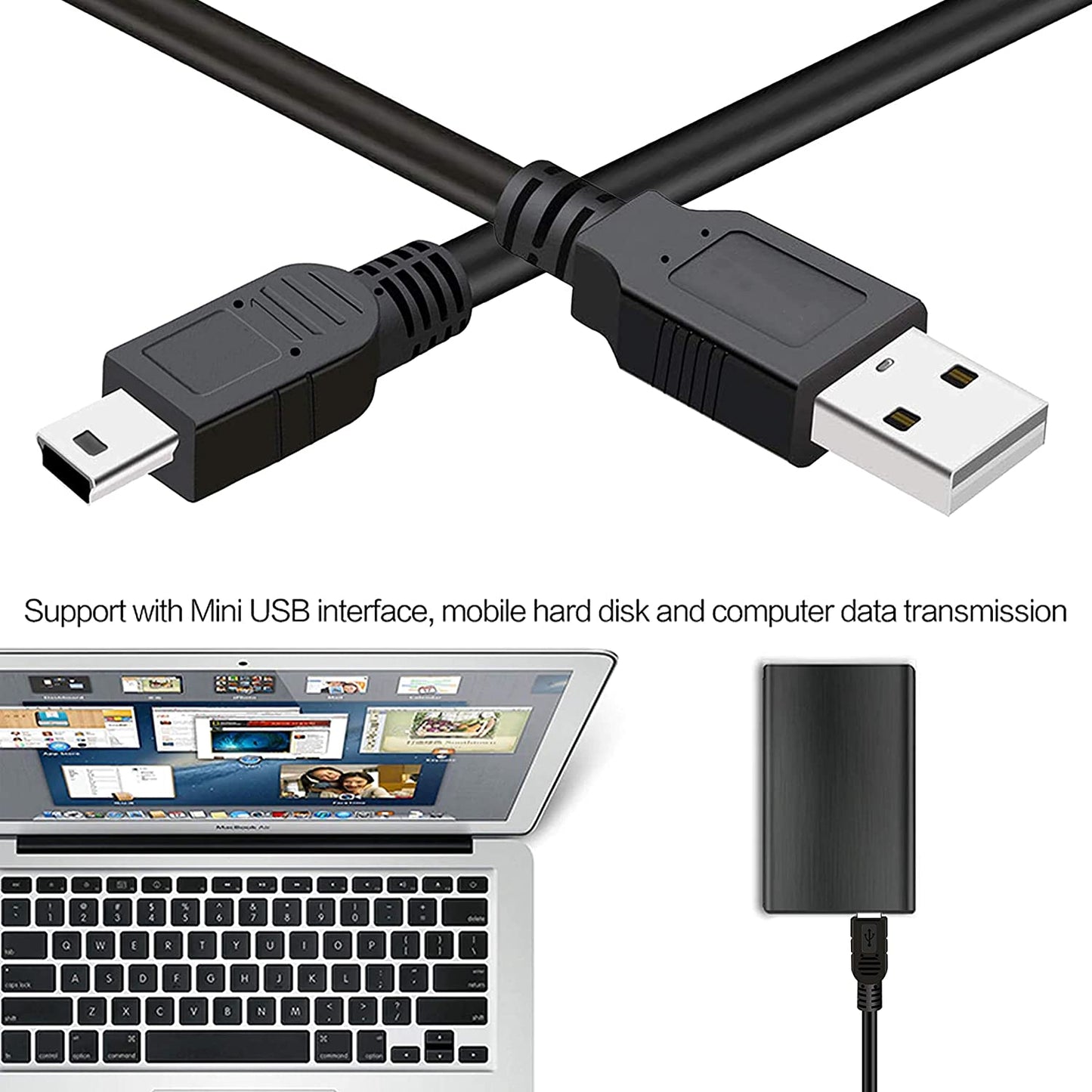 USB 2.0 Type-A to 5-Pin Mini-USB Cable (Black, 1.5 Meter) A One Hi Quality Premium Cables