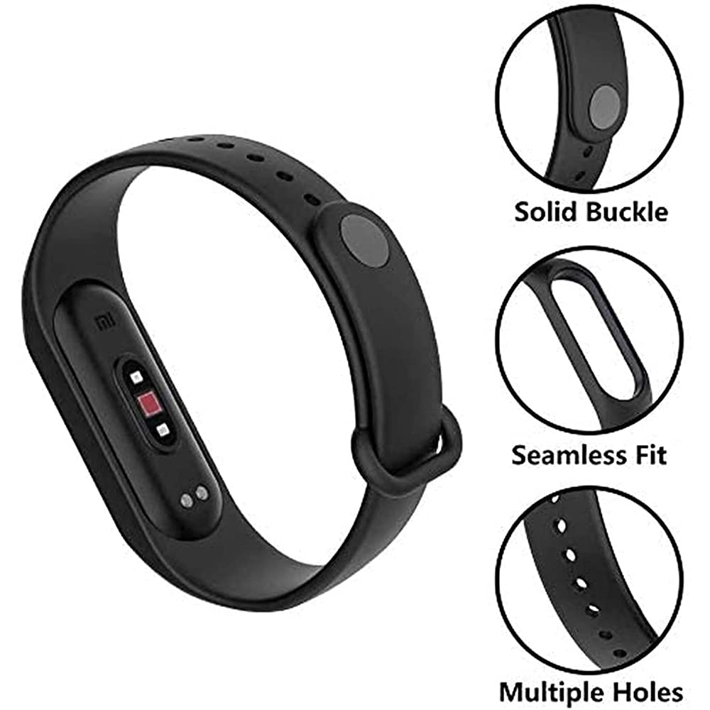 Hi Quality Mi 5 / Mi 6 Silicone Adjustable Band Strap Compatible with Mi Band 5 Strap & Mi Band 6 Strap Smart Band Replacement- Black