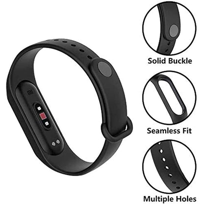 Hi Quality Mi 5 / Mi 6 Silicone Adjustable Band Strap Compatible with Mi Band 5 Strap & Mi Band 6 Strap Smart Band Replacement- Black