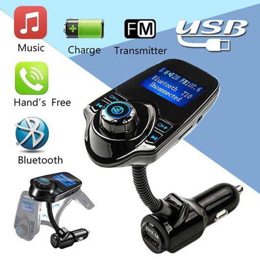 T10 Car Bluetooth Kit Handsfree Wireless Bluetooth FM Transmitter MP3 USB For Smartphone with USB Car Charger