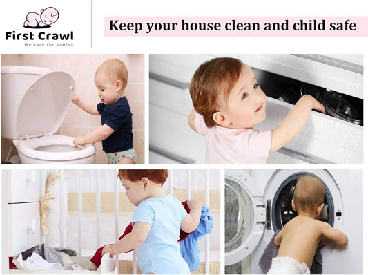 1 piece FirstCrawl Baby Safety Locks for Drawers, Cabinets & Doors – Child Proof Safety Straps for Cupboards, Wardrobes, Toilets & Furniture (21×5 cm, White) – Easy Install, Kid-Resistant