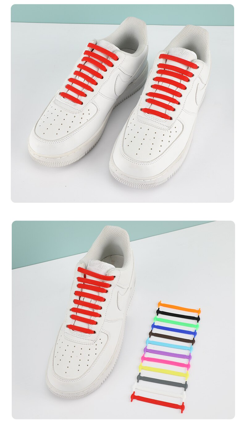 Adult Silicone Elastic Shoelaces Fashion  Athletic No Tie Shoe Lace All Sneakers Fit Quick Shoe Lace