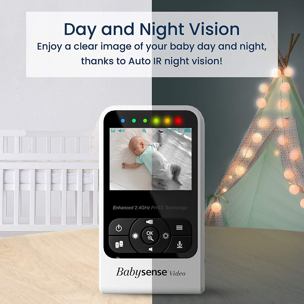 Babysense Video Baby Monitor with Camera and Audio, 2.4" Display, Supplied with Two Cameras, Long Range, Room Temperature, Night Vision, Two Way Talk Back, Lullabies and White Noise, Model V24R_2