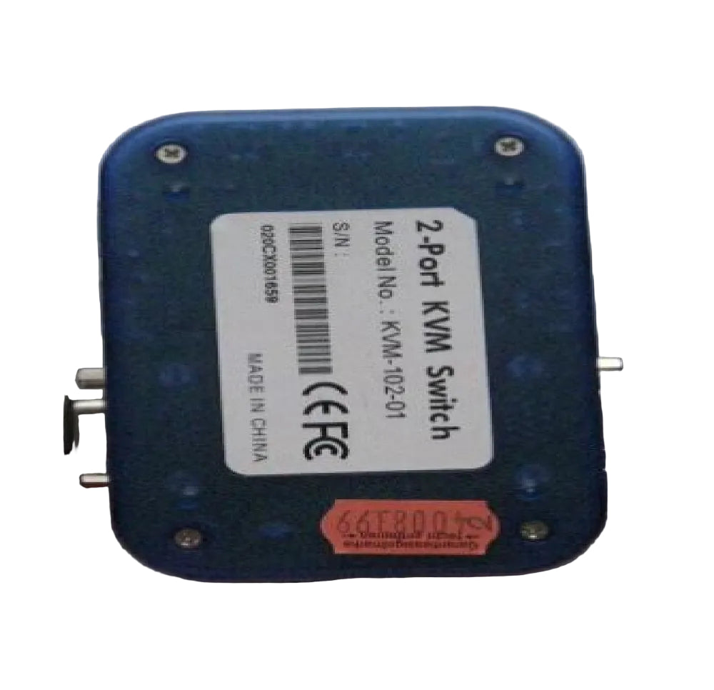 Branded Used KVM 2-Port Switch KVM-102-01 VGA PS/2 with Cables | Control 2 PCs with 1 Monitor, Keyboard & Mouse