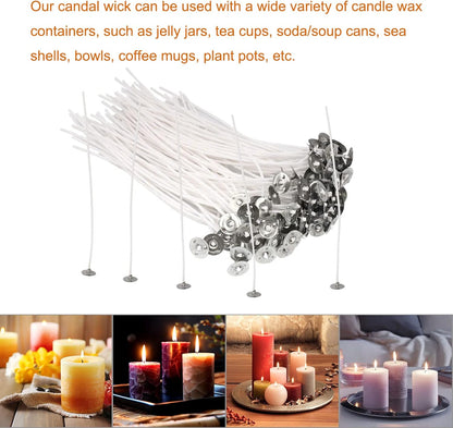 10 pcs Low Smoke Cotton Candle Wicks 8cm – Natural Lead-Free & Zinc-Free Candle Wicks for DIY Soy, Gel & Paraffin Wax Making