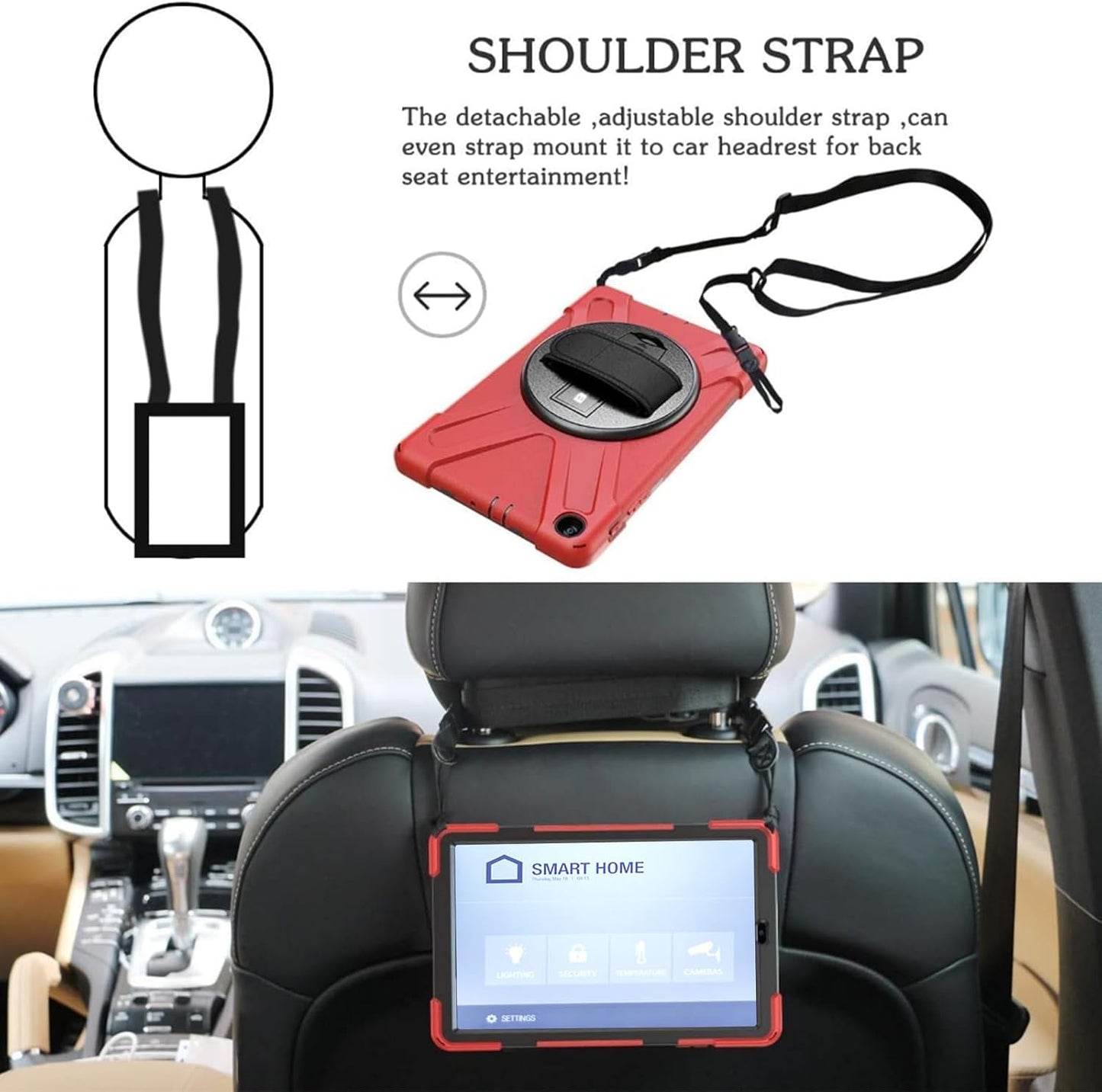 Adjustable Removable Shoulder Strap Black – Replacement Neck Lanyard for Tablet, iPad, Camera, Laptop, Binoculars & Luggage Bags | Comfortable & Durable Carry Strap