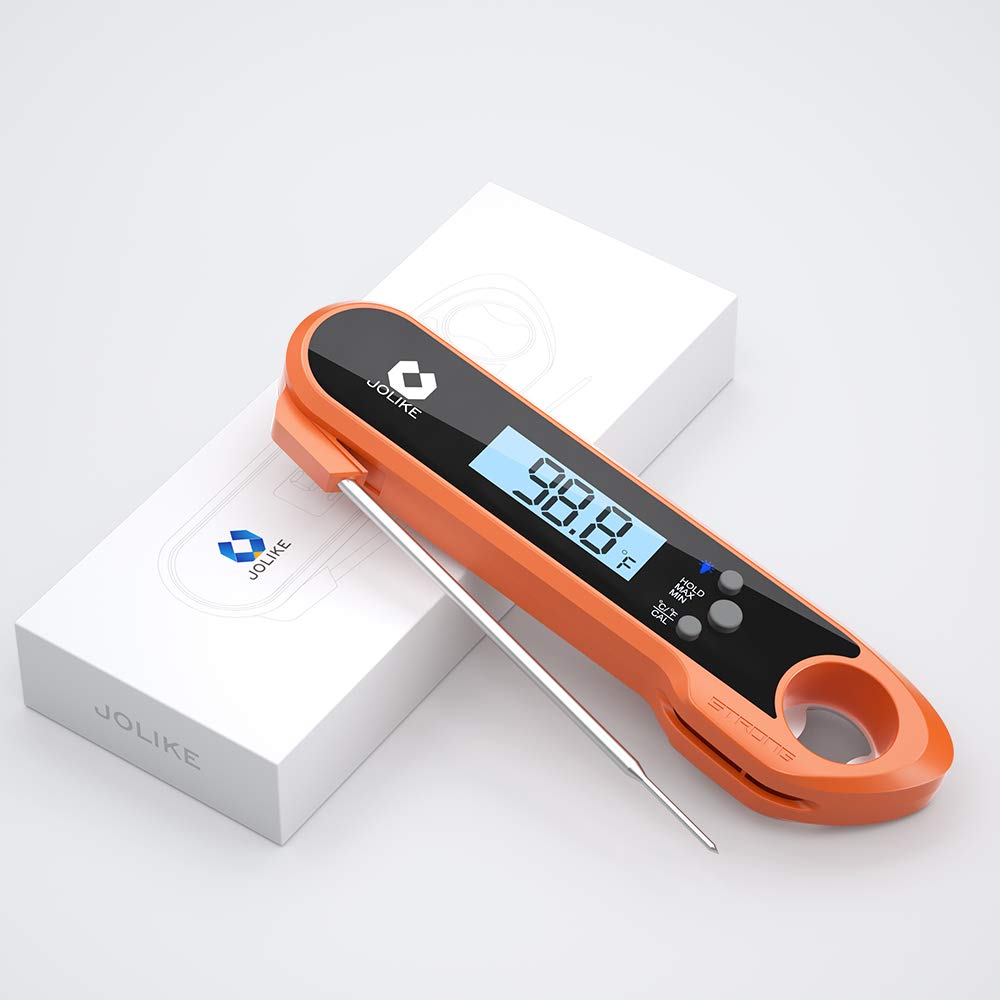 JOLIKE 2s Instant Read Meat Thermometer for Grilling Digital Steak Electronic Probe with IP67 Waterproof Internal Magnets for Kitchen Food Baking BBQ