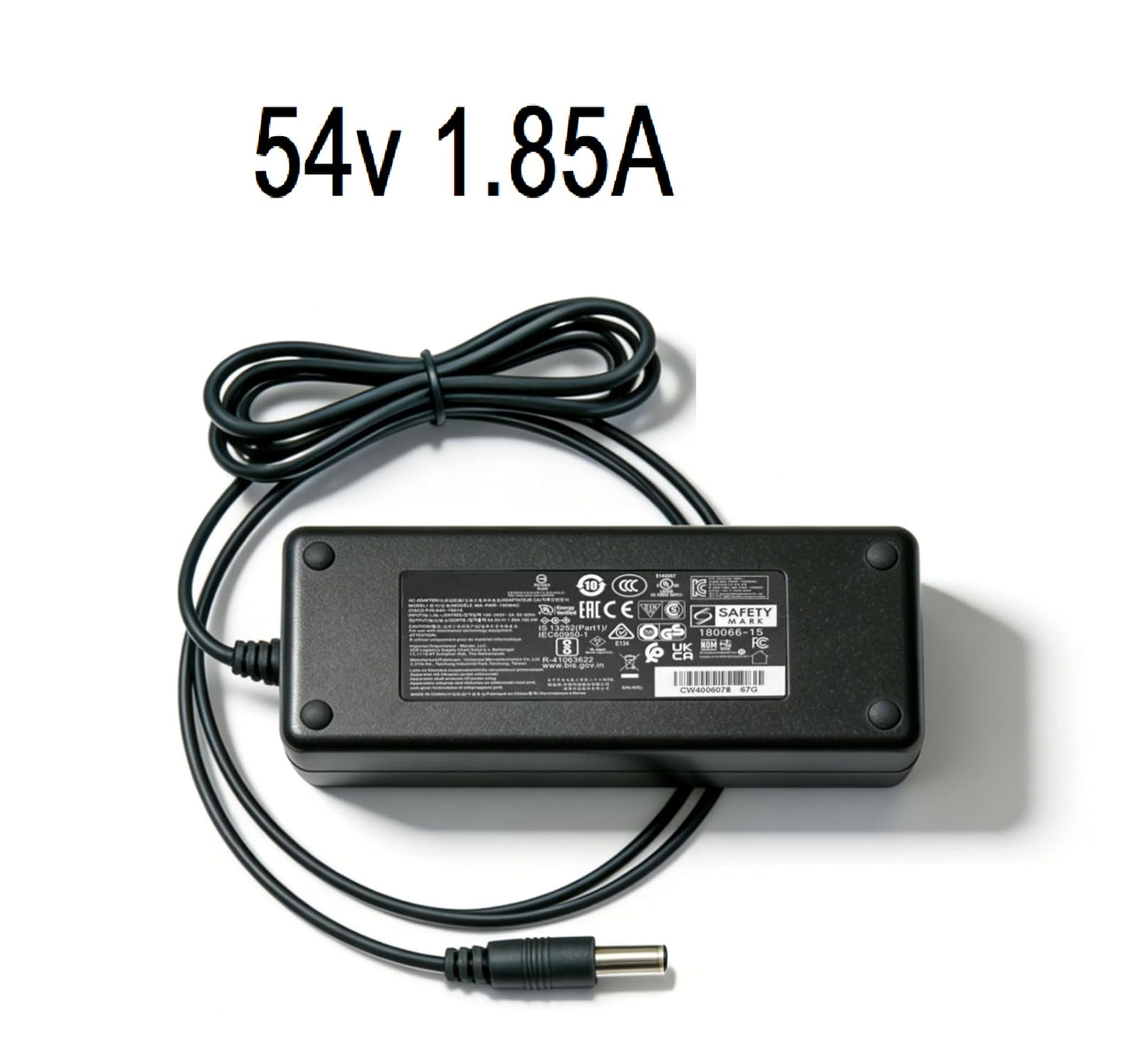 Universal 54V 1.85A 100W Power Supply 6.5mm Pin for Cisco Meraki MA-PWR-100WAC (640-76010) – Compatible with MX68, MX68W, MX68CW, MX75
