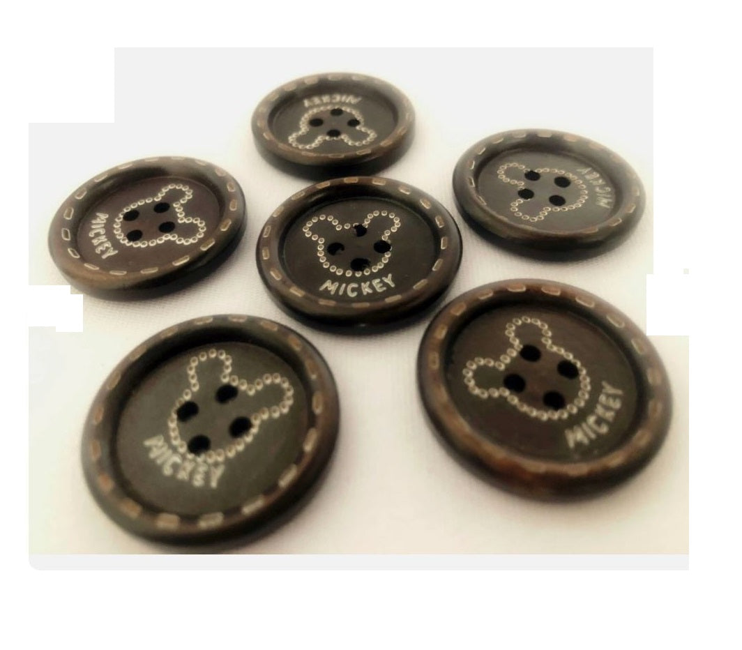 10 pcs Black Wooden Buttons 25mm Round 4 Hole Flat – Sewing, Scrapbooking, Craft & Costume DIY Buttons (New)