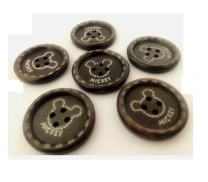 10 pcs Black Wooden Buttons 25mm Round 4 Hole Flat – Sewing, Scrapbooking, Craft & Costume DIY Buttons (New)