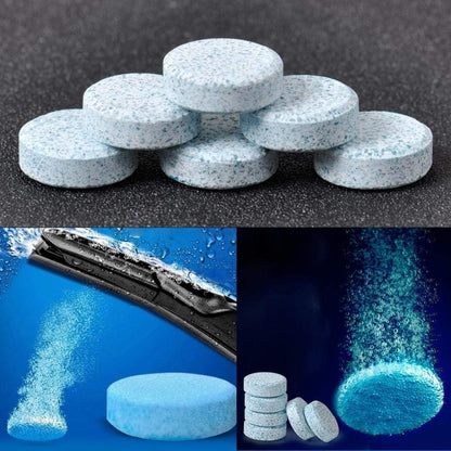 2 PCS Windshield Washer Fluid Tablets – Effervescent Oxalic Acid Car Glass Cleaner | Blue Concentrated Cleaning Tablets for Crystal Clear Windshield